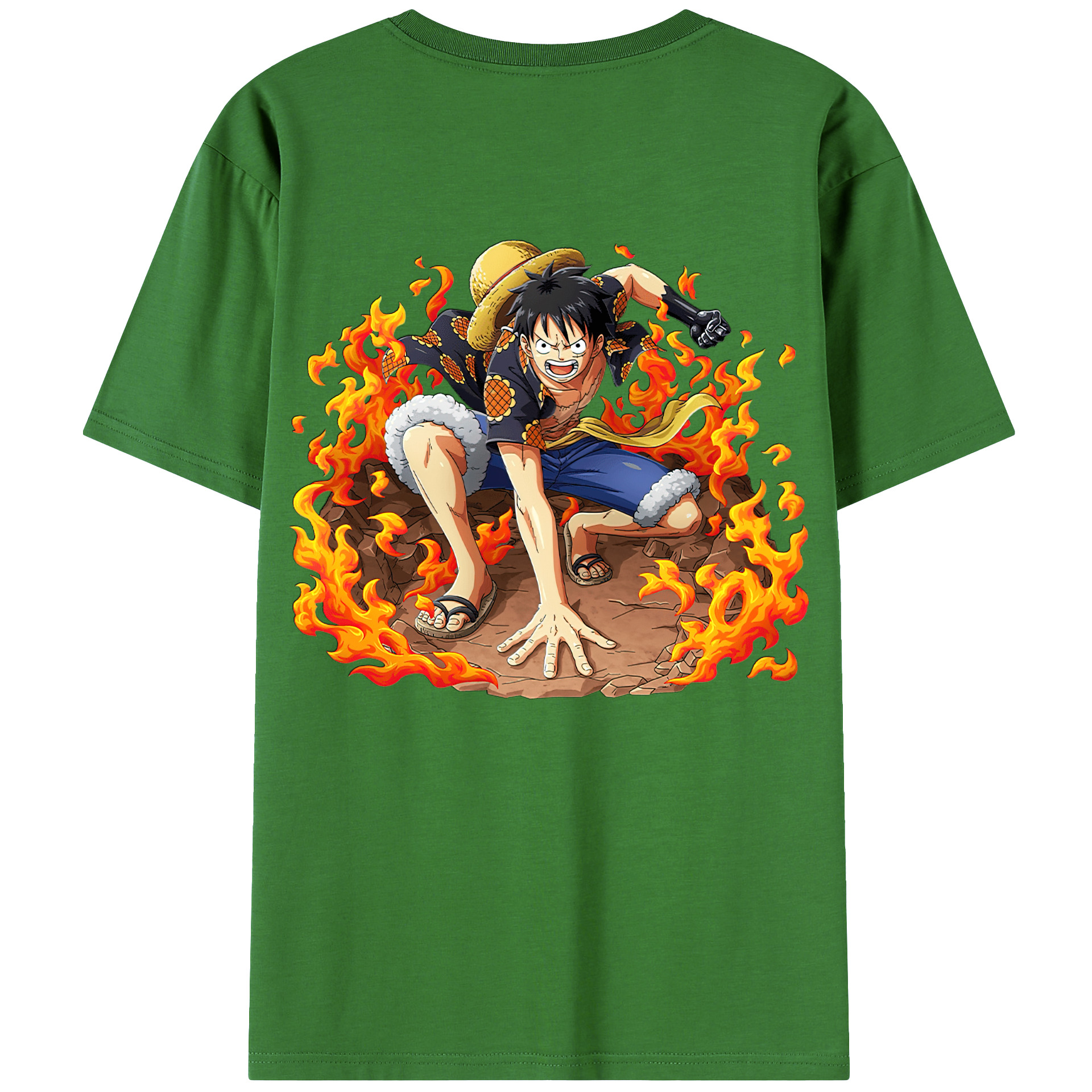 ワンピース モンキー・D・ルフィ ONE PIECE Monkey D. Luffy レディース半袖Tシャツ(バックプリント)